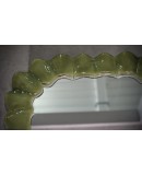 Murano Green Art Glass and Brass Italian Console / Wall Mirror