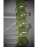 Murano Green Art Glass and Brass Italian Console / Wall Mirror