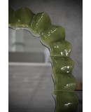 Specchio in Vetro Artistico Verde di Murano e Ottone