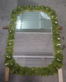Murano Green Art Glass and Brass Italian Console / Wall Mirror