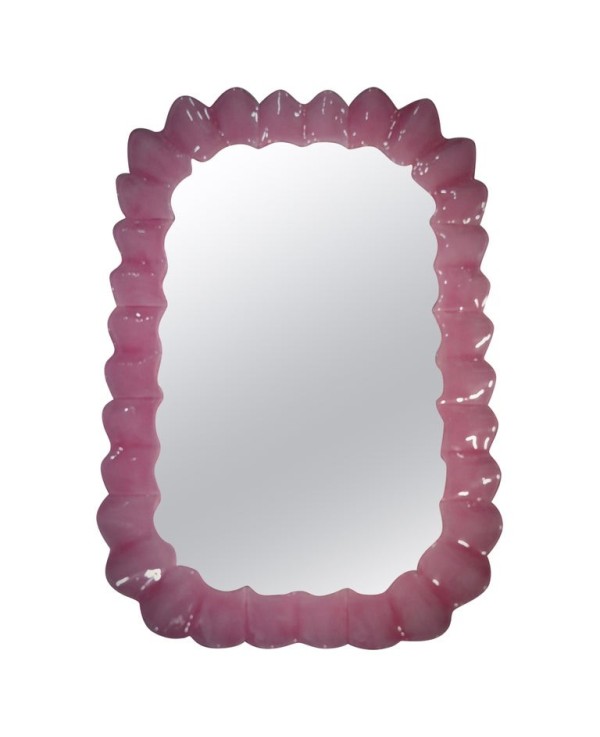 SP 79 Specchio in Vetro Artistico Rosa di Murano e Ottone