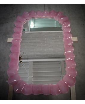 SP 79 Murano Pink Art Glass and Brass Italian Console / Wall Mirror