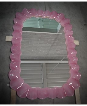 SP 79 Specchio in Vetro Artistico Rosa di Murano e Ottone