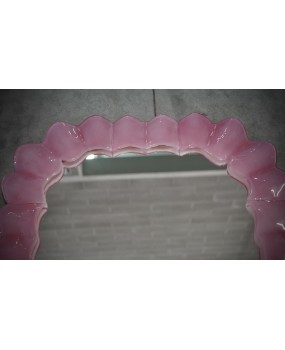 SP 79 Murano Pink Art Glass and Brass Italian Console / Wall Mirror