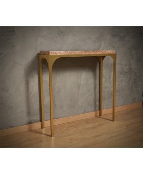 Brass and Pink Marble Console Table, 2000
