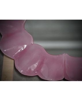 SP 79 Murano Pink Art Glass and Brass Italian Console / Wall Mirror