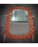 Murano Orange Art Glass and Brass Italian Console / Wall Mirror