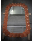 Murano Orange Art Glass and Brass Italian Console / Wall Mirror