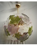 Lampadario in Vetro Artistico di Murano Sputnik Color Verde Rosa e Bia