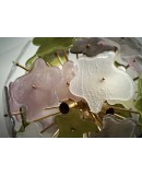 Lampadario in Vetro Artistico di Murano Sputnik Color Verde Rosa e Bia