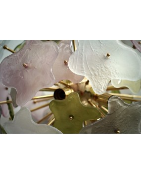 Murano Sputnik Green Pink and White Color Art Glass Chandelier and Pen