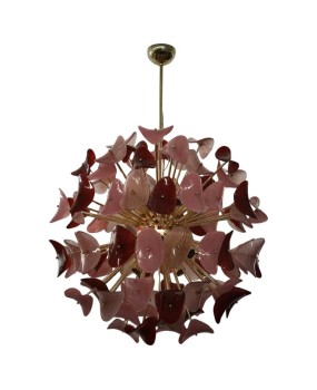 Murano Sputnik Pink and Red Color Art Glass Chandelier and Pendant