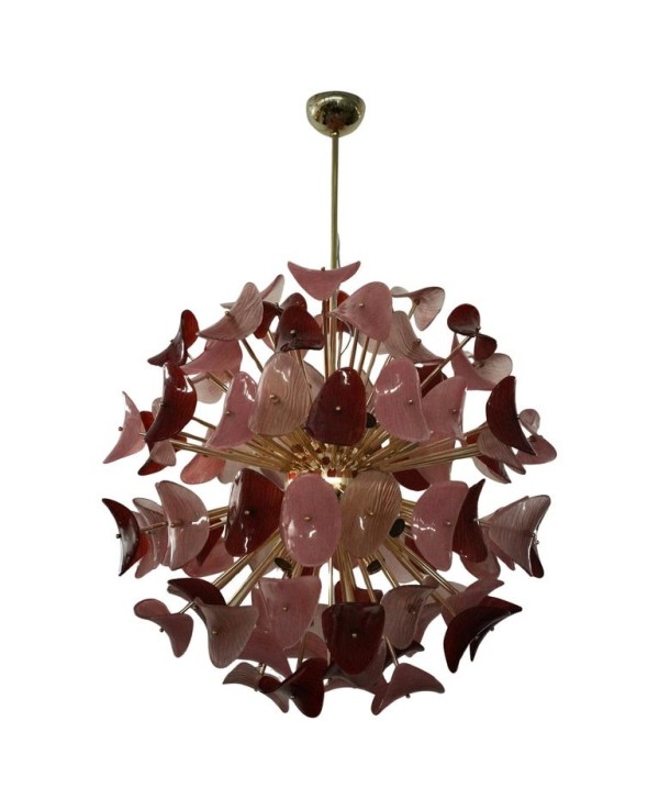 Lampadario in Vetro Artistico di Murano Sputnik di Color Rosa e Rosso