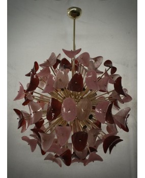 Murano Sputnik Pink and Red Color Art Glass Chandelier and Pendant
