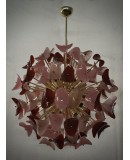 Lampadario in Vetro Artistico di Murano Sputnik di Color Rosa e Rosso