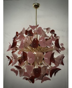 Murano Sputnik Pink and Red Color Art Glass Chandelier and Pendant