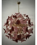 Murano Sputnik Pink and Red Color Art Glass Chandelier and Pendant