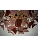 Murano Sputnik Pink and Red Color Art Glass Chandelier and Pendant
