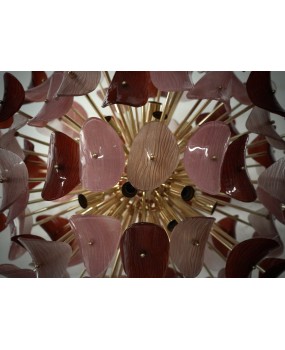 Lampadario in Vetro Artistico di Murano Sputnik di Color Rosa e Rosso