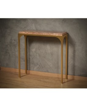 Brass and Pink Marble Console Table, 2000