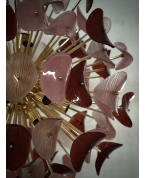 Lampadario in Vetro Artistico di Murano Sputnik di Color Rosa e Rosso