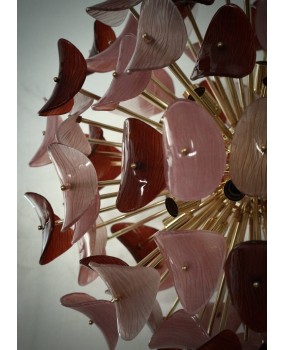 Murano Sputnik Pink and Red Color Art Glass Chandelier and Pendant