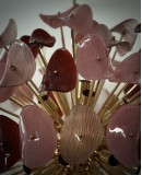 Murano Sputnik Pink and Red Color Art Glass Chandelier and Pendant