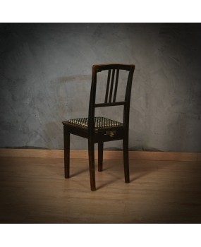 Art Deco Beech Wood Black Lacquered Austrian Piano Chair, 1900