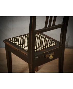 Art Deco Beech Wood Black Lacquered Austrian Piano Chair, 1900