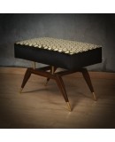 Gio Ponti in the Style, Velvet Brass and Beech Wood Art Deco Ottoman a