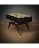 Gio Ponti in the Style, Velvet Brass and Beech Wood Art Deco Ottoman a