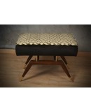 Gio Ponti in the Style, Velvet Brass and Beech Wood Art Deco Ottoman a