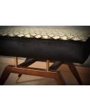 Gio Ponti in the Style, Velvet Brass and Beech Wood Art Deco Ottoman a