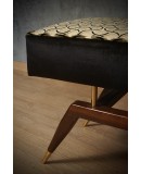Gio Ponti in the Style, Velvet Brass and Beech Wood Art Deco Ottoman a