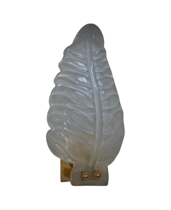 Applique in Vetro Artistico di Murano Sabbiato Bianco e Ottone