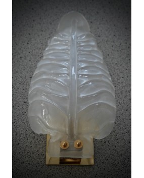 Murano Art Glass Sandblasted Light White and Brass Wall Light and Scon