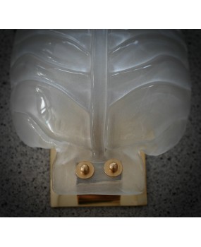 Murano Art Glass Sandblasted Light White and Brass Wall Light and Scon