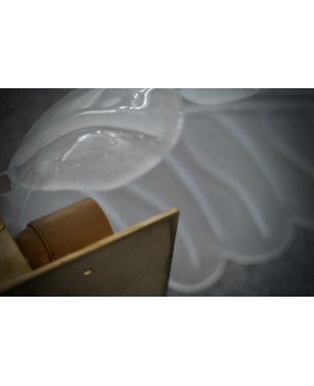 Murano Art Glass Sandblasted Light White and Brass Wall Light and Scon