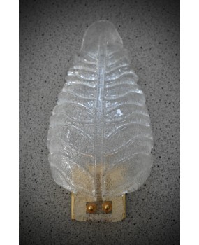 Murano Art Glass "Graniglia" Transparent and Brass Wall Light and Scon