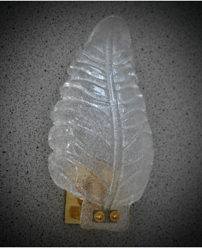 Murano Art Glass "Graniglia" Transparent and Brass Wall Light and Scon