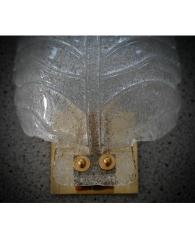 Murano Art Glass "Graniglia" Transparent and Brass Wall Light and Scon
