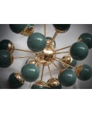 Lampadario di Murano Sputnik in Vetro Verde e Ottone
