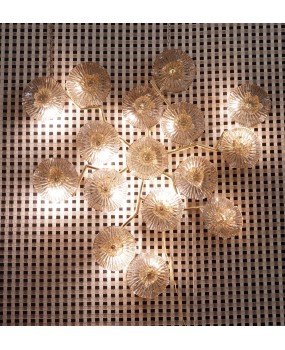 Murano Art Glass and Brass Midcentury Chandelier / Wall Light