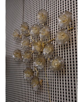 Lampadario/Applique da Parete in Vetro di Murano Color Oro e Ottone