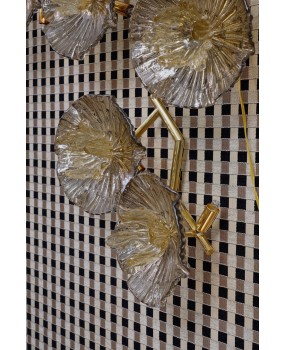 Murano Art Glass and Brass Midcentury Chandelier / Wall Light