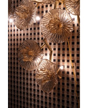 Murano Art Glass and Brass Midcentury Chandelier / Wall Light