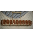 Murano Art Glass Oval Amber and Cream Art Deco Chandelier and Pendant