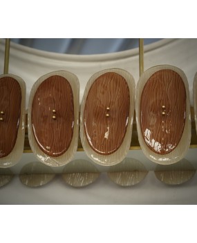 Murano Art Glass Oval Amber and Cream Art Deco Chandelier and Pendant