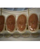 Lampadario Ovale in Vetro Artistico di Murano Color Ambra e Crema