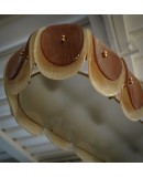 Lampadario Ovale in Vetro Artistico di Murano Color Ambra e Crema